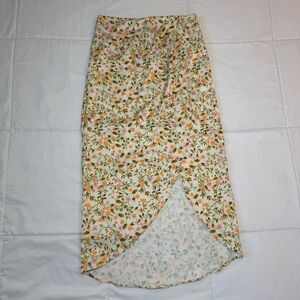 Urban Outfitters Toni Floral Wrap Midi Skirt Size SP Orange Pink Boho Indie